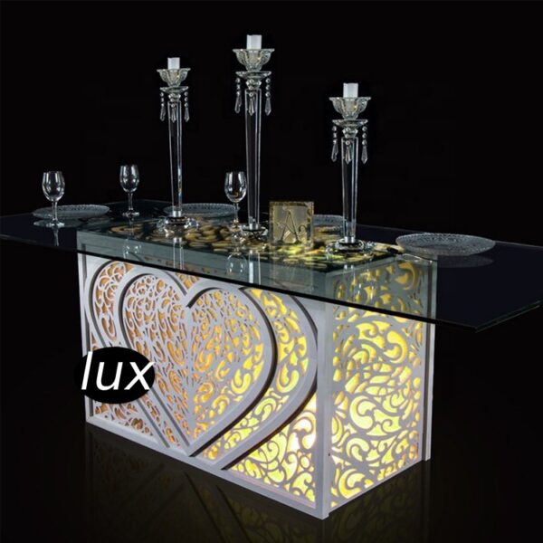 Acrylic wedding table with glass top