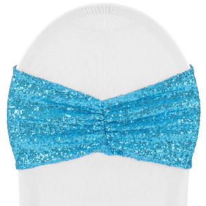 Sequin Spandex Chair Sashes Bands - Aqua Blue